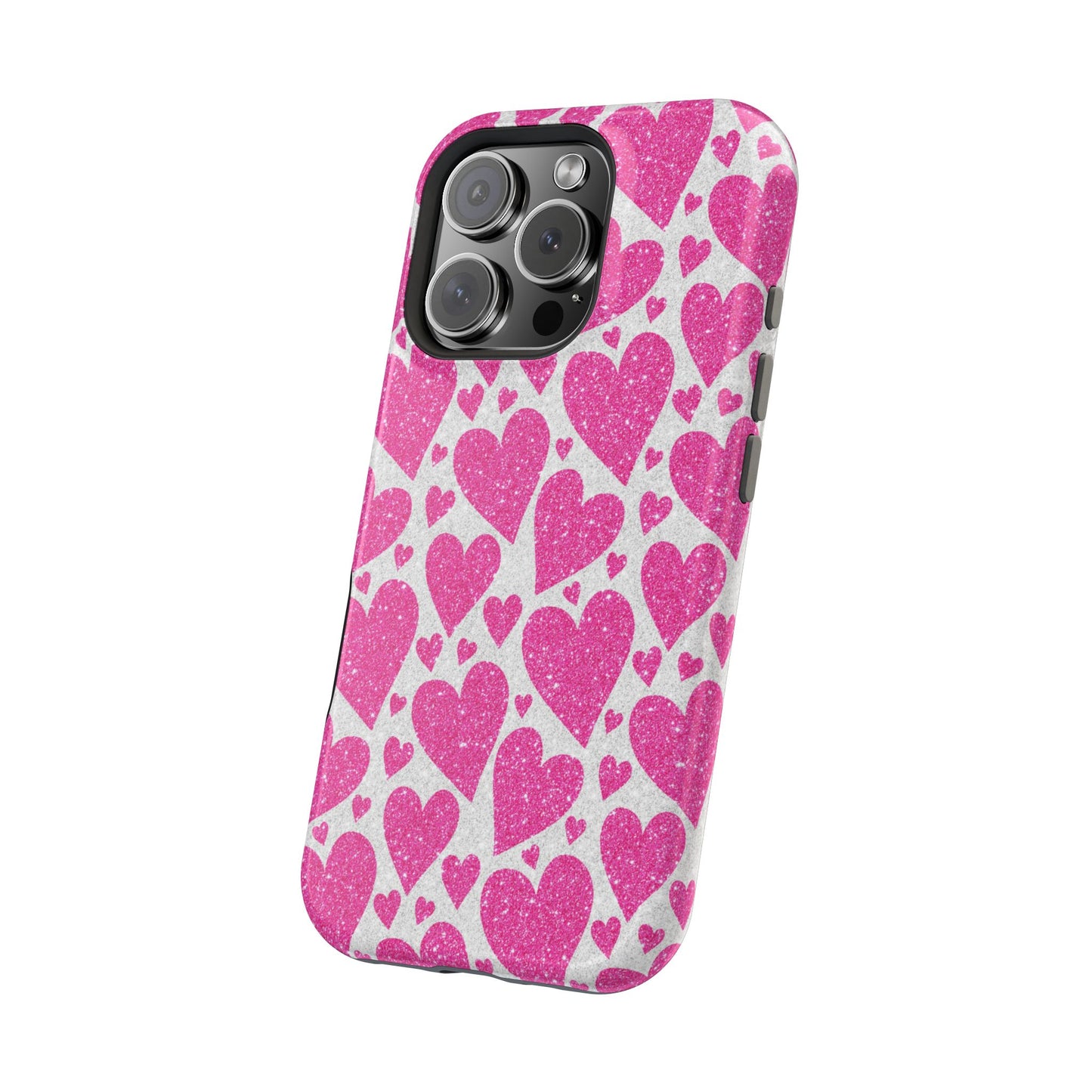 Pink Glitter Hearts Pattern MagSafe Case