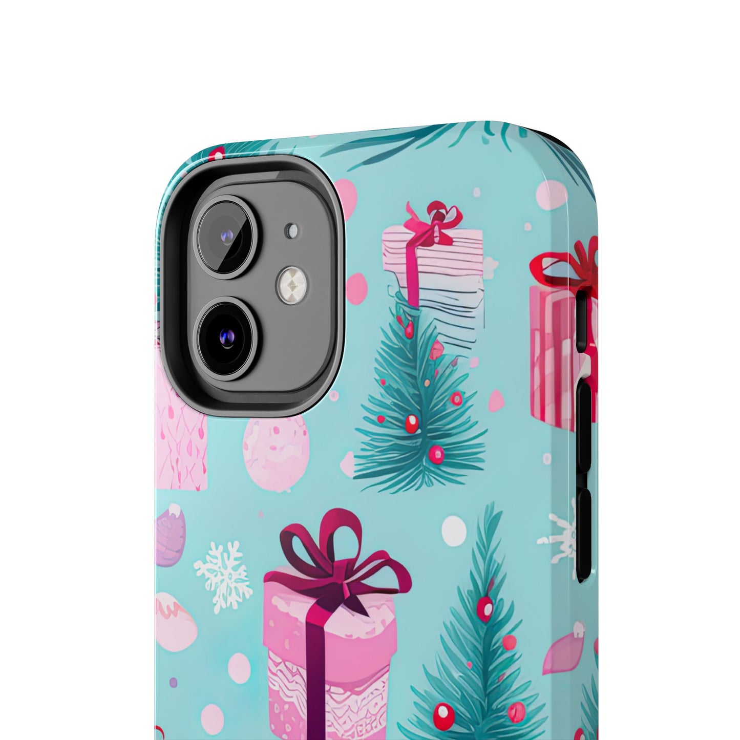 Festive Pink Christmas Gifts and Evergreen iPhone Case – Holiday Theme, Protective Cover