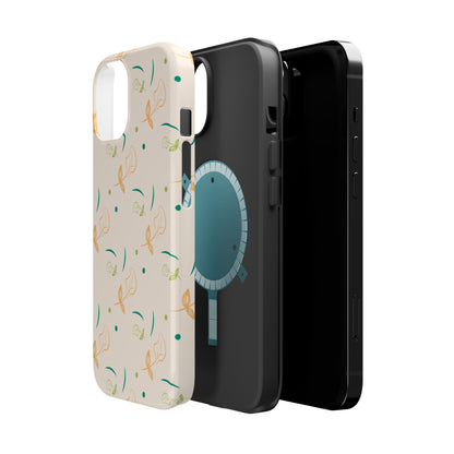 Soft Pastel Abstract Floral Tough MagSafe iPhone Case – Playful Minimalist Design with Dual-Layer Protection