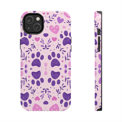 Pastel Paw Print iPhone Case - Cute Pet-Themed Floral Protective Cover