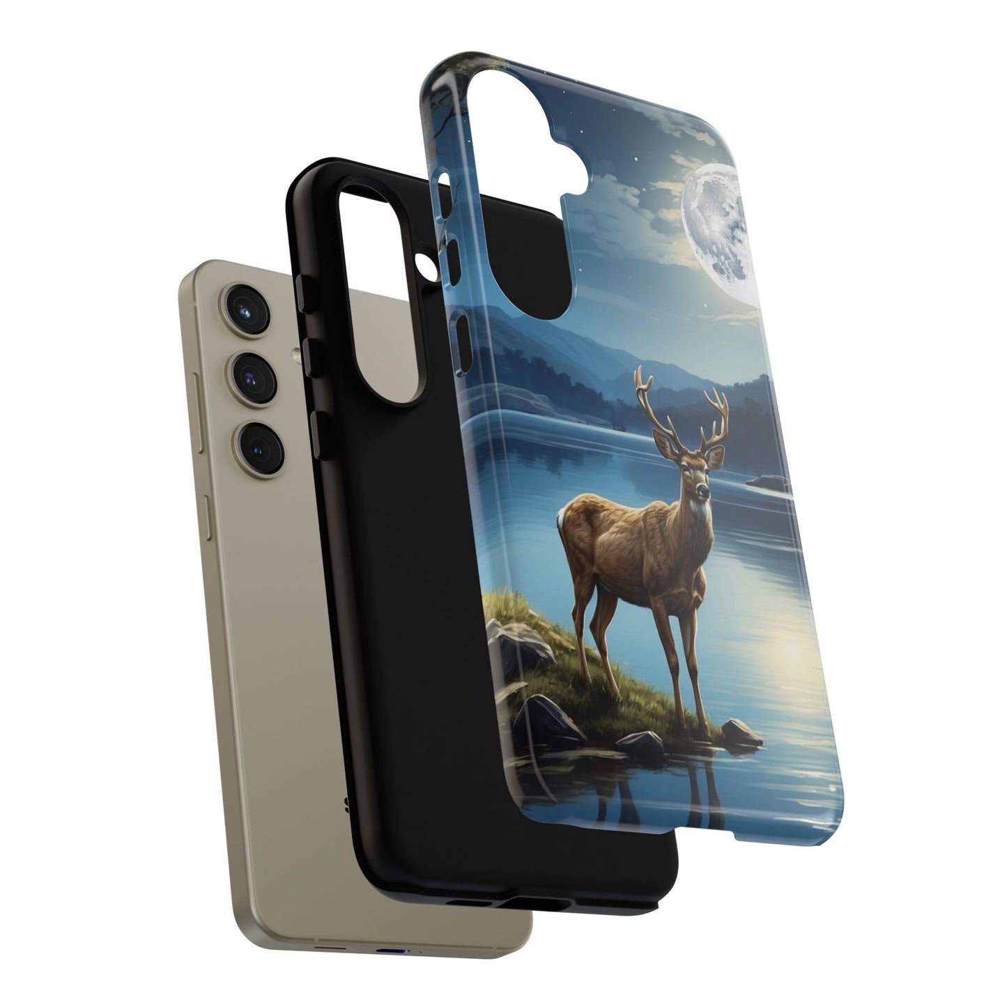 Moonlit Elegance: Stag by the Lake – Samsung Galaxy Case