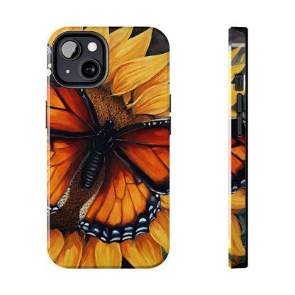 Monarch Butterfly & Sunflower Art – iPhone Case