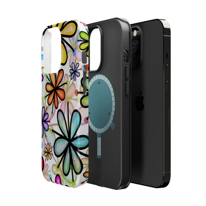 Retro Floral Pop MagSafe iPhone Case – Ultra-Slim Design, High-Gloss Finish