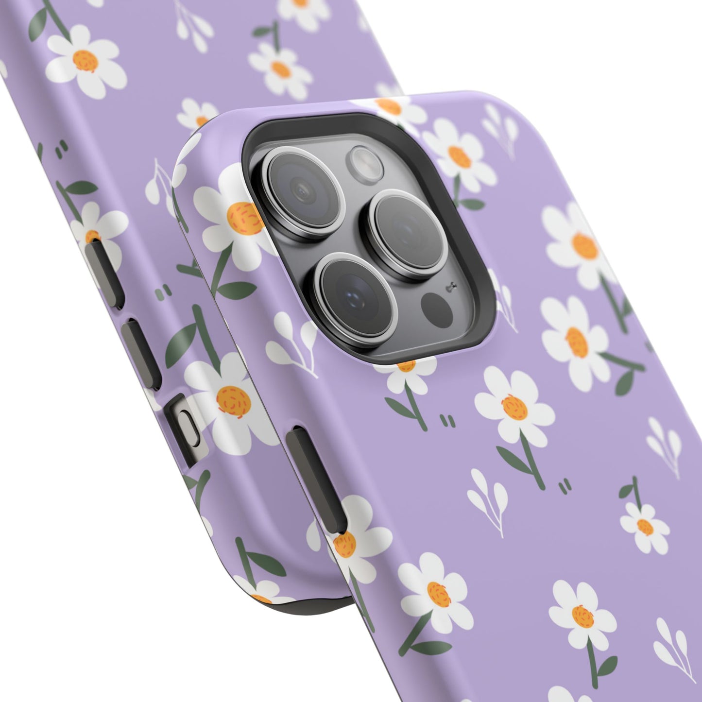 Purple Daisy Garden MagSafe  iPhone Case – Soft Lavender Background, Shockproof Protection with Slim Fit