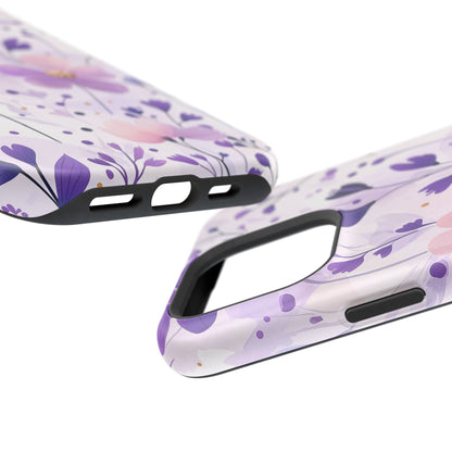 Purple Floral Bliss MagSafe iPhone Case – Delicate Blossom Design