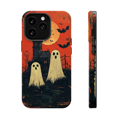 Haunted House & Ghosts MagSafe iPhone Case – Spooky Halloween Full Moon Design