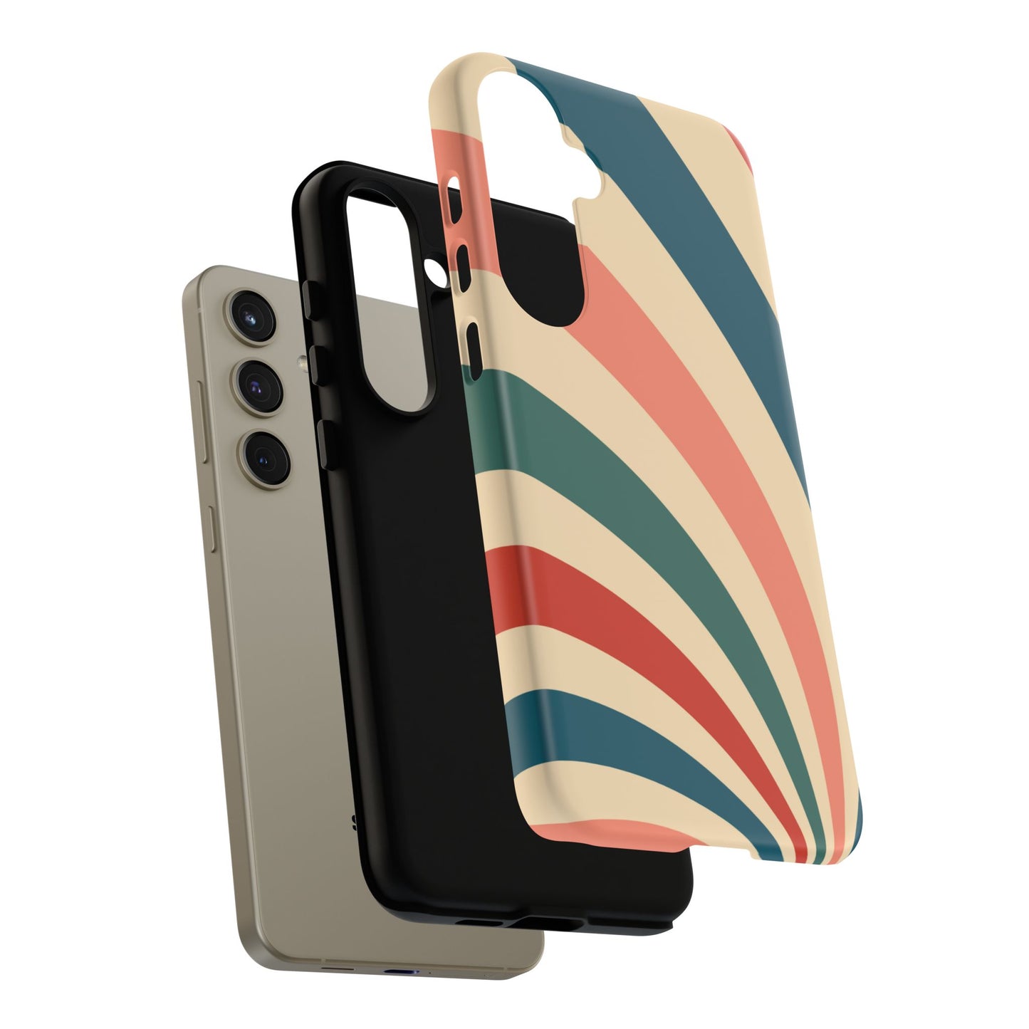 Retro Sunburst Swirl Samsung Galaxy Case – Dual-Layer Protection with Bold 70s Vibes