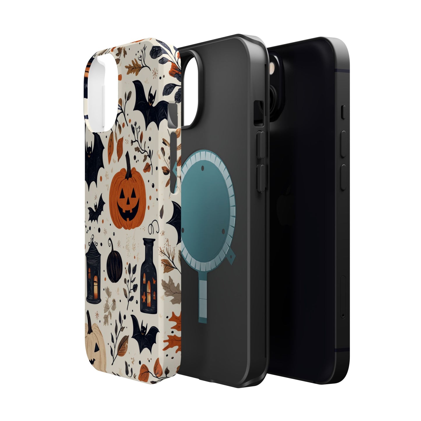 Charming Halloween MagSafe iPhone Case – Pumpkin, Bats, and Spooky Lantern Design