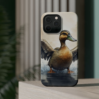 Graceful Duck in Watercolor Scene - MagSafe iPhone Case