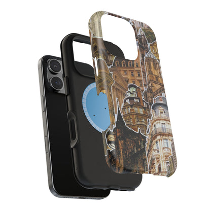 Vintage Architectural Collage MagSafe iPhone Case – Tough Dual-Layer Protection with Matte Finish