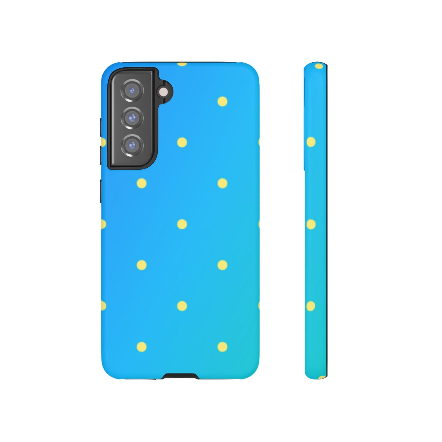 Blue Ocean Gradient Polka Dots Samsung Galaxy Case – Shockproof, Smooth Matte Finish, Dual-Layer Design