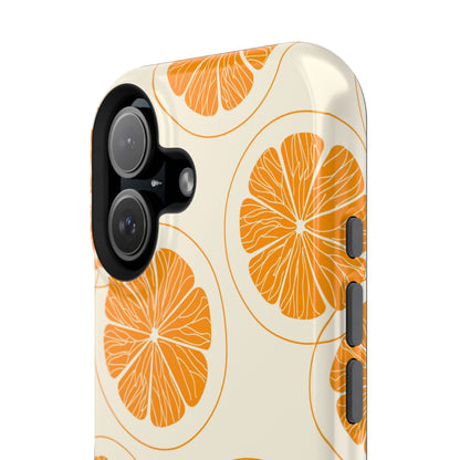 Citrus Burst Pattern Tough MagSafe iPhone Case – Bold Orange Design, Shockproof Protection