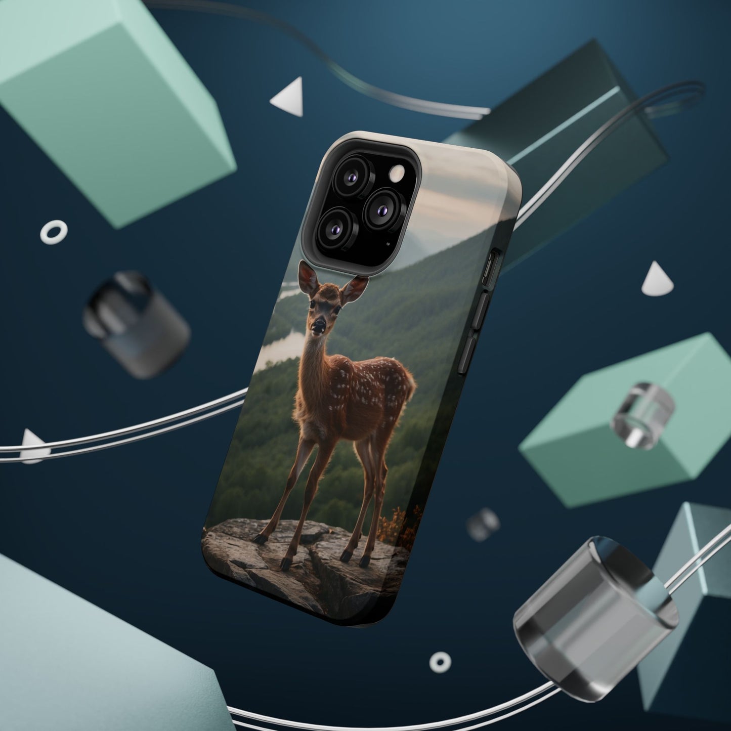 Majestic Fawn Overlooking Mountain Vista MagSafe iPhone Case