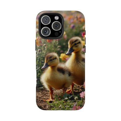 Charming Ducklings in Floral Garden - iPhone Case