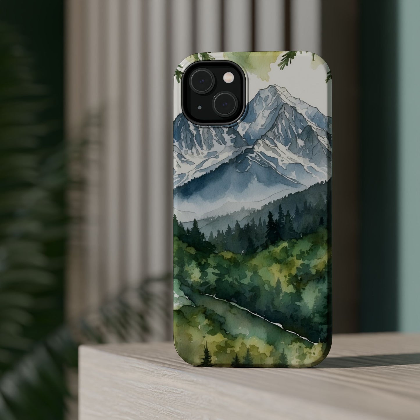 Watercolor Alpine Mountainscape - MagSafe iPhone Case