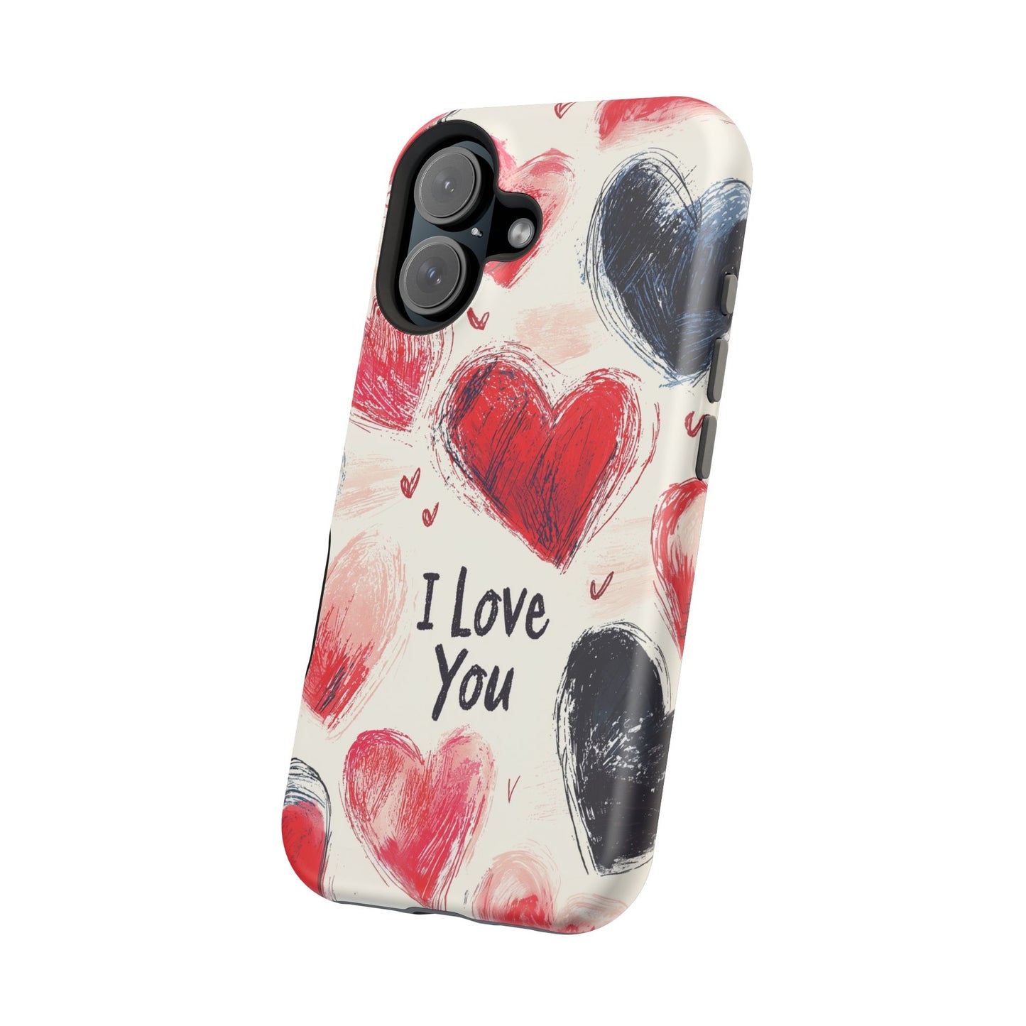 Brushstroke Hearts of Love "I Love You" - MagSafe Compatible Case