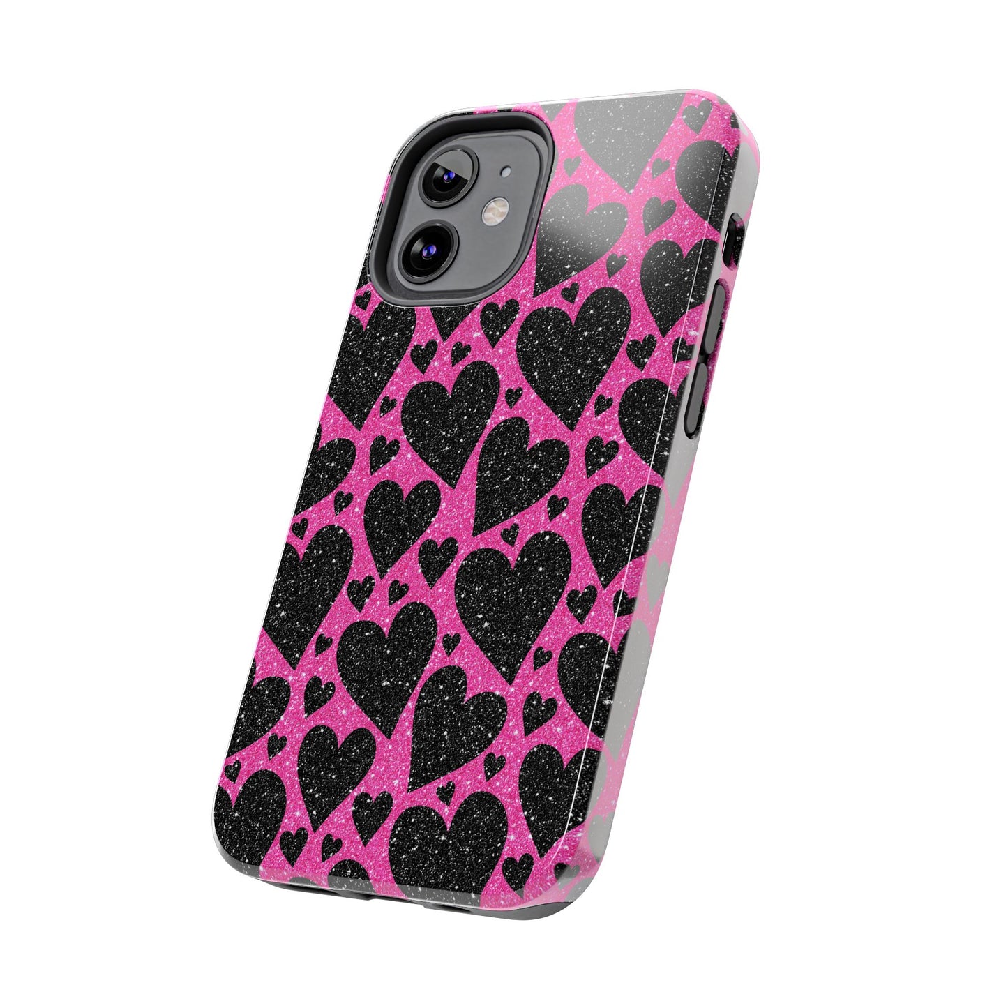 Pink Glitter Hearts iPhone Case