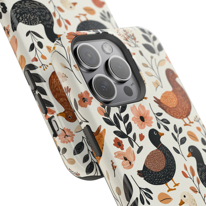 MagSafe iPhone Case: Vintage Duck – Floral & Leaf Design