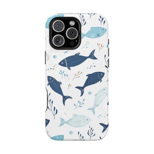 Oceanic Blue Fish Pattern - MagSafe iPhone Series Case