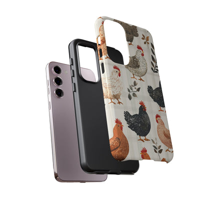 Samsung Galaxy Case: Vintage Chicken & Leaves – Farmhouse Style Case