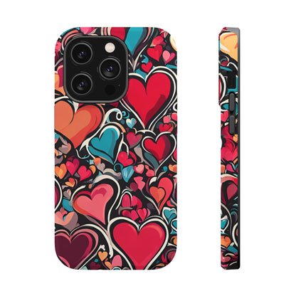 Vibrant Multicolor Heart Art – MagSafe-Compatible iPhone Case