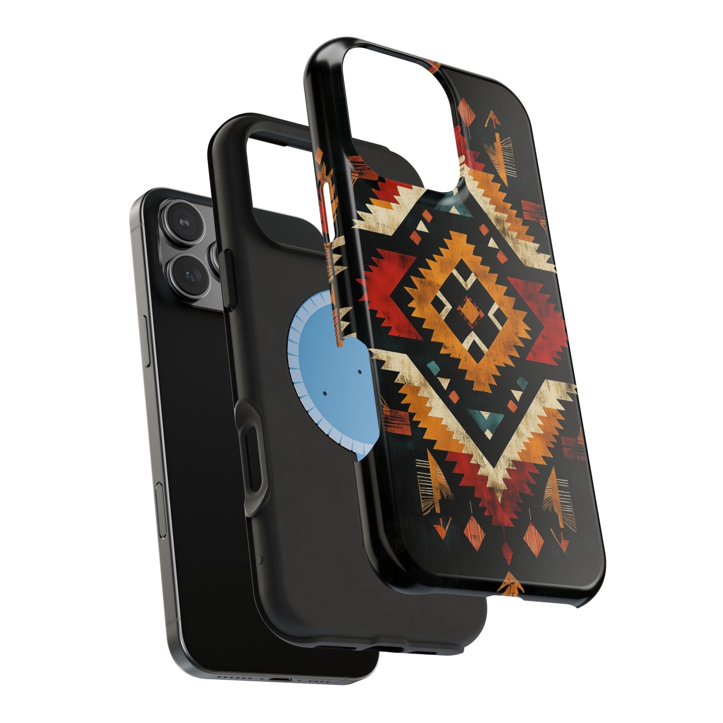 Southwestern Tribal Diamond Tough MagSafe iPhone Case – Bold Geometric Pattern, Dual-Layer Protection