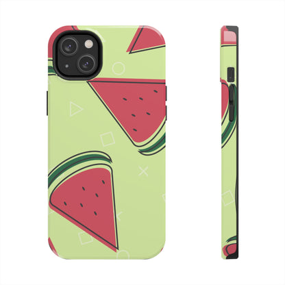 Watermelon Slice iPhone Case – Fresh & Fun Design with Retro Geometric Pattern