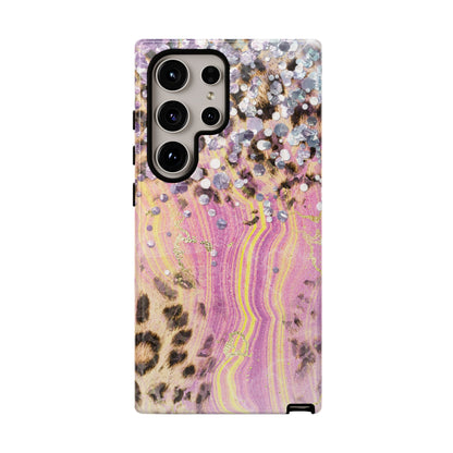 Crystal Glam Leopard - Samsung Galaxy Series Case with Glitter and Gem Accents