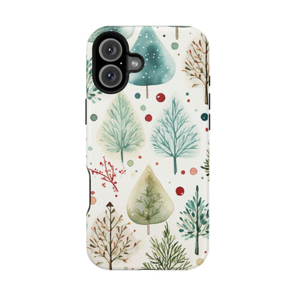 Watercolor Winter Trees MagSafe iPhone Case – Nature-Inspired, Holiday Theme Protective Cover