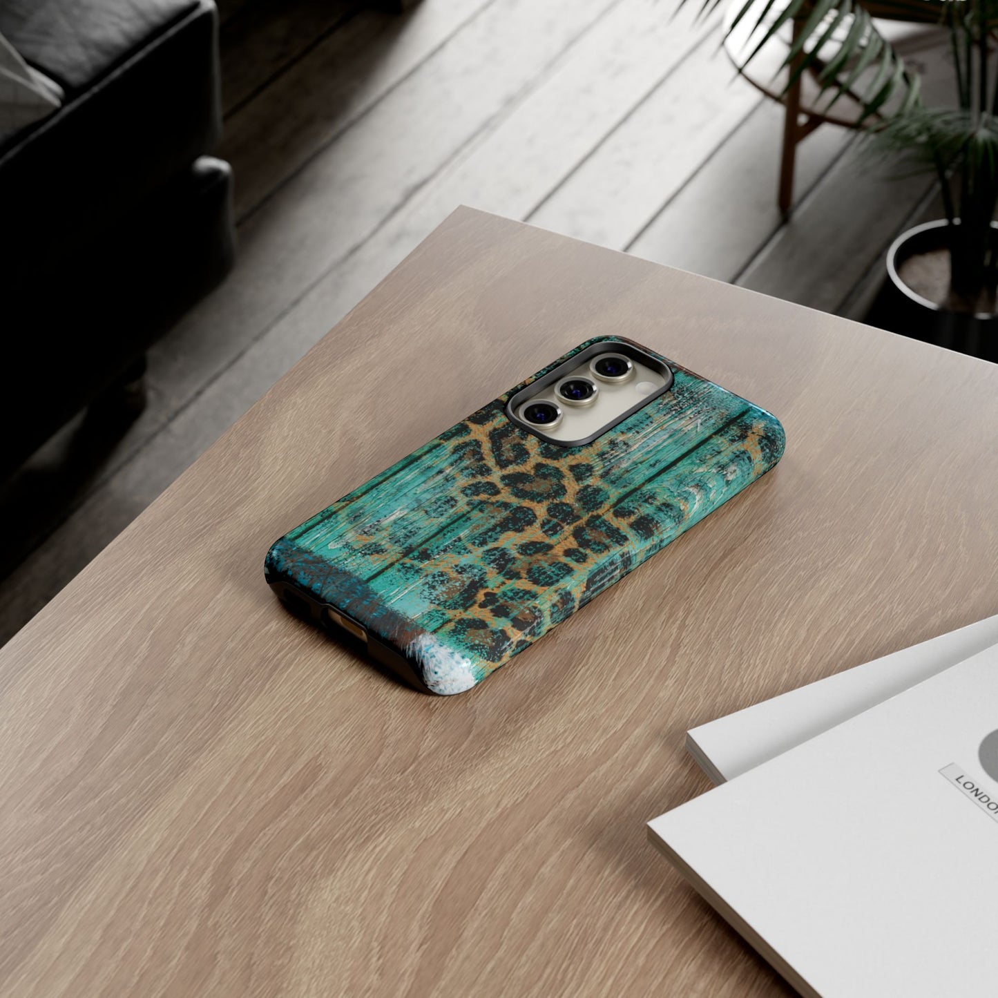 Turquoise Rustic Leopard Wood - Samsung Galaxy Series Case