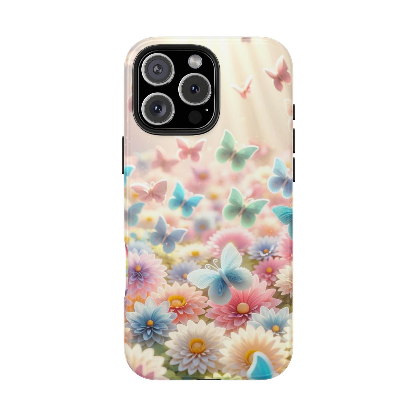 Butterfly Flower Garden - iPhone Case - Pastel Floral Protective Cover