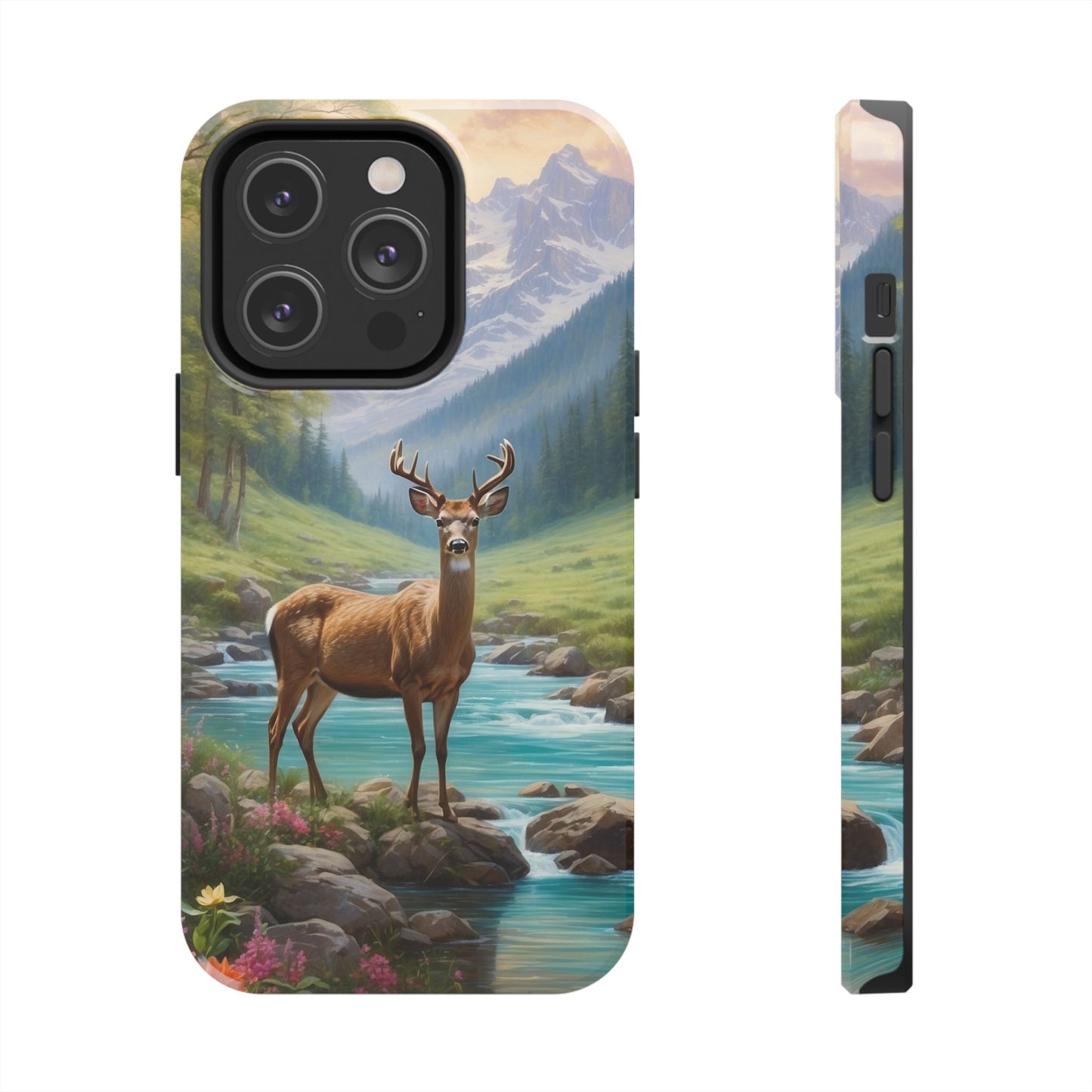 Alpine Serenity – Stag in Mountain Bliss iPhone Cases