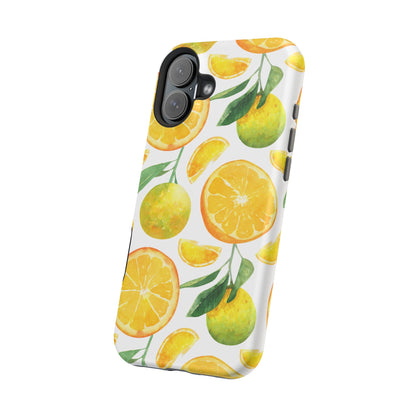 Sunny Citrus Grove Tough MagSafe iPhone Case – Watercolor Orange Design, Dual-Layer Protection