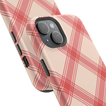 Soft Peachy Red Plaid MagSafe Case