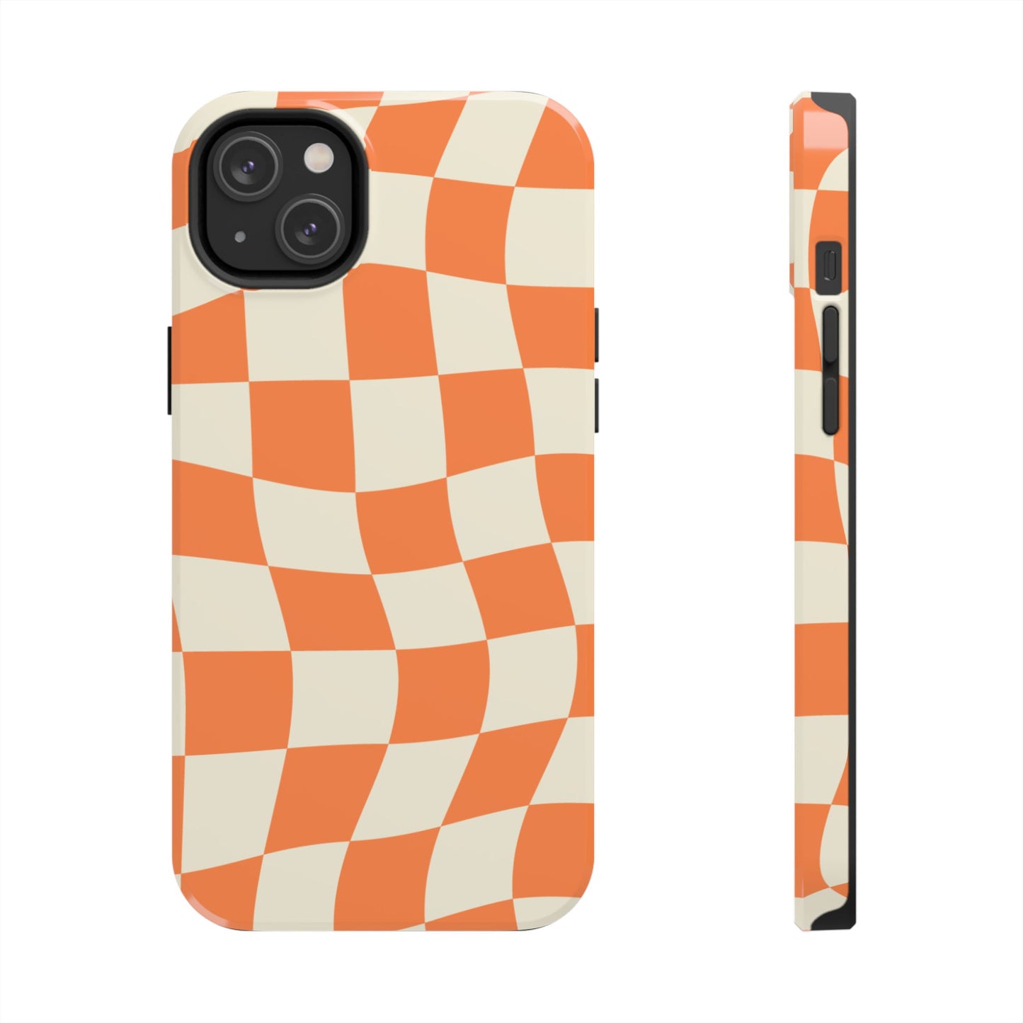 Wavy Retro Checkerboard iPhone Case – Shockproof, Matte Finish, Dual-Layer Protection