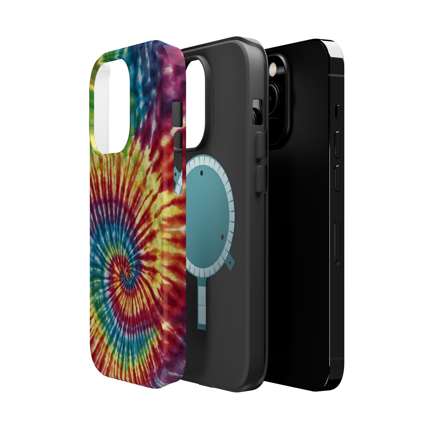 Vibrant Spiral Tie-Dye MagSafe Case – Retro Rainbow Design