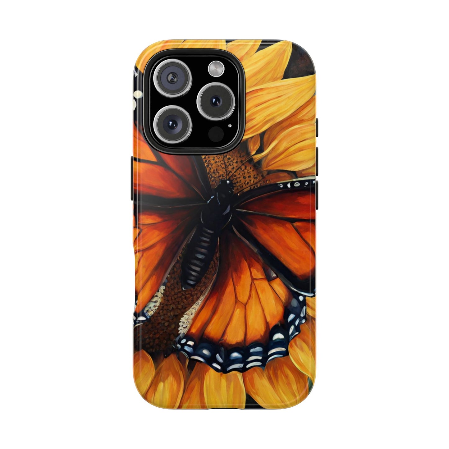 Monarch Butterfly & Sunflower Art – iPhone Case