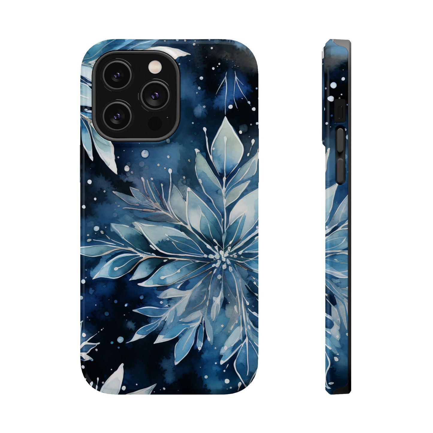 Winter’s Embrace – Blue Snowflake MagSafe iPhone Case