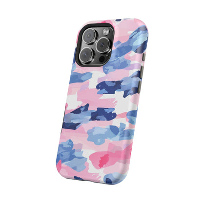 MagSafe Case: Dynamic Pink & Navy Brushstroke Art