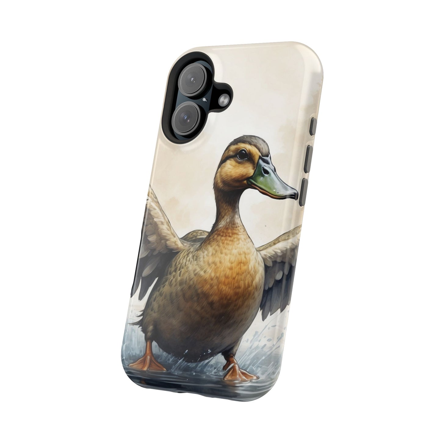 Graceful Duck in Watercolor Scene - MagSafe iPhone Case