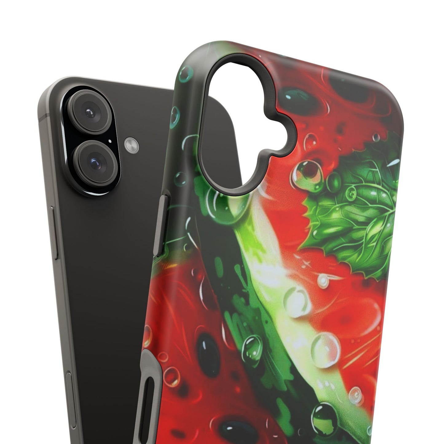 Juicy Watermelon & Mint MasSafe iPhone Case – Tough Dual-Layer, Vibrant Summer Design