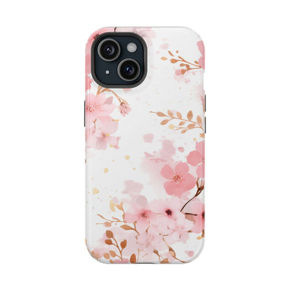 Soft Pink Cherry Blossom MagSafe Case – Floral Elegance with Wireless Charging