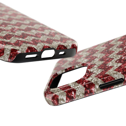 Sparkling Red & White Chevron – Glitter Illusion iPhone Case