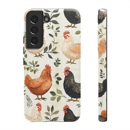 Samsung Galaxy Case: Vintage Chicken Farmhouse Case – Rustic Leaves Design