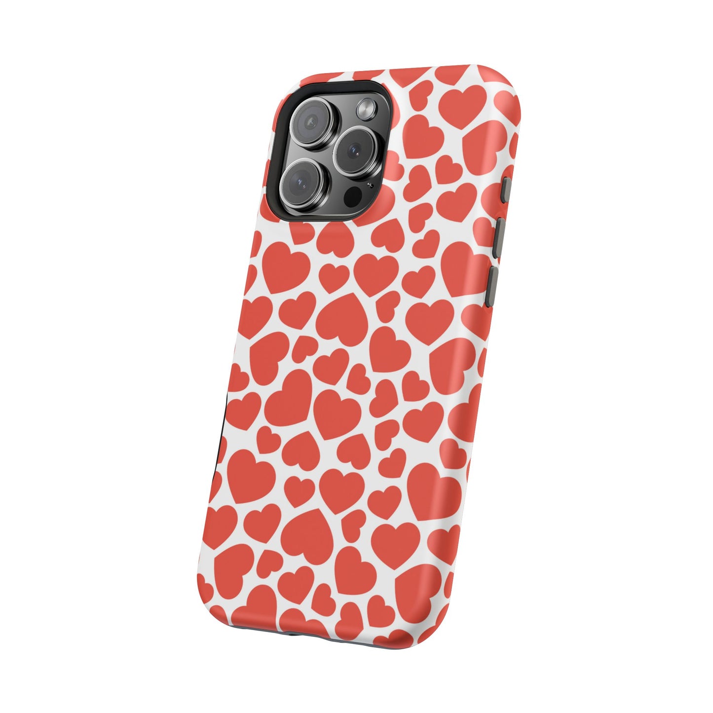 Playful White Hearts on Red MagSafe Case