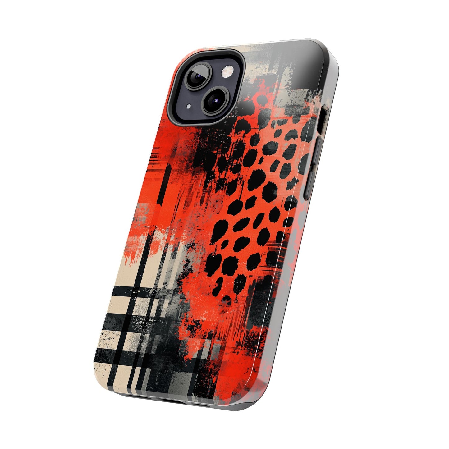 Cheetah Plaid iPhone Case – Red & Black Pattern