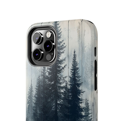 Rustic Pine Forest iPhone Case - Blue Toned Woodland Country Design