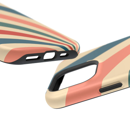 Retro Sunburst Swirl MagSafe iPhone Case – Dual-Layer Protection with Bold 70s Vibes