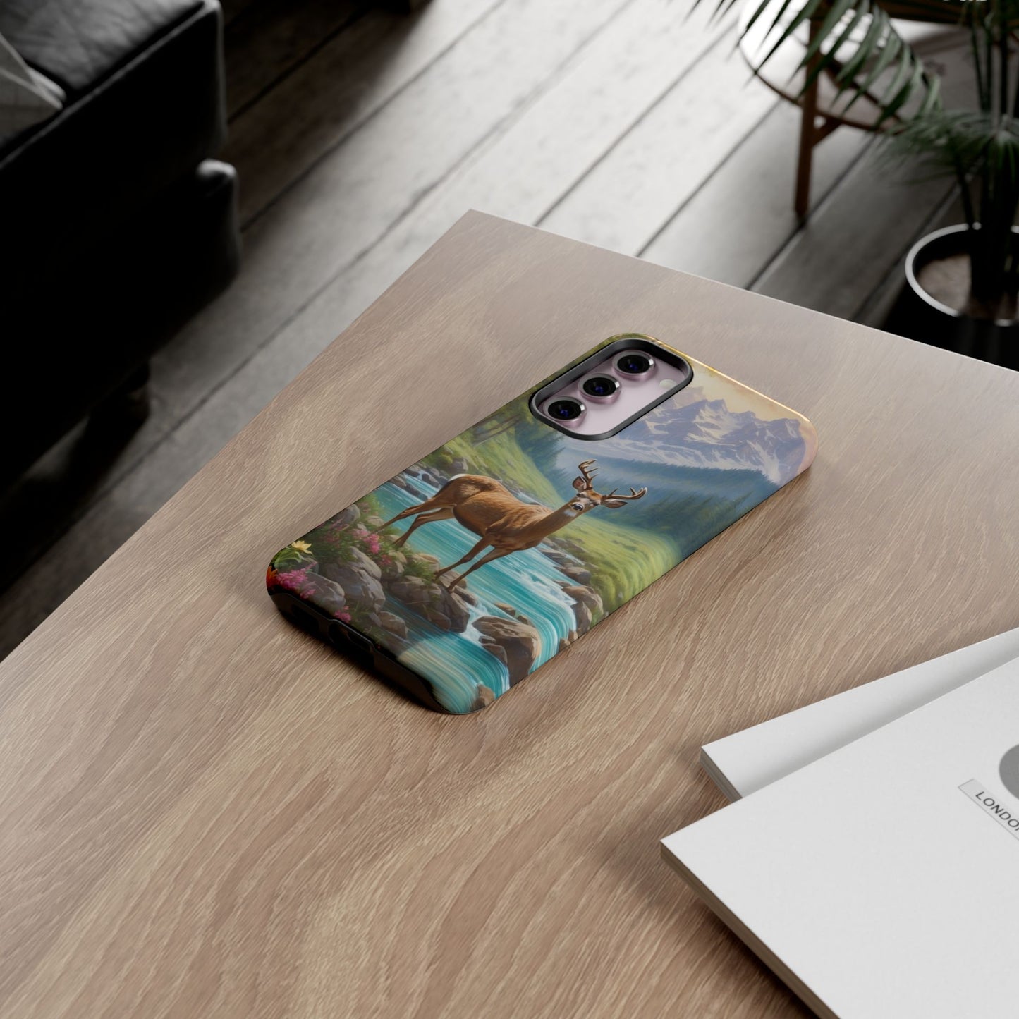 Alpine Serenity – Stag in Mountain Bliss Samsung Galaxy Phone Case