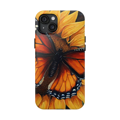 Monarch Butterfly & Sunflower Art – iPhone Case